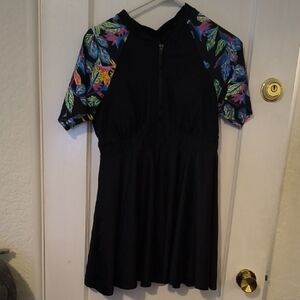 NWT BloomChic | Black Mini Dress with Colorful Floral Accents